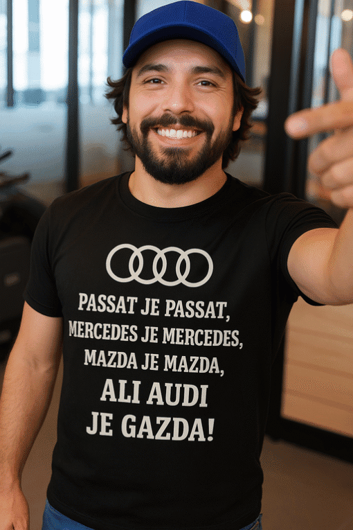 Audi majica s natpisom, uniseks, visoka kvaliteta, idealna za ljubitelje automobila i vožnje.