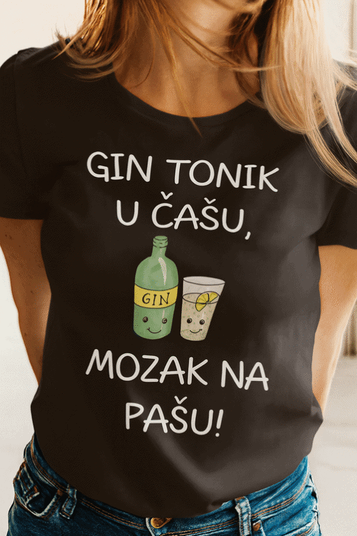 Ograničeni ALT: Majica s tiskom gin tonik u čaši, zabavan dizajn, idealno za poklon ili opušteni stil.