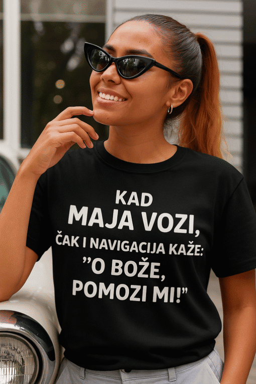 Vozačka majica s duhovitim natpisom za outdoor aktivnosti i svakodnevnu upotrebu.