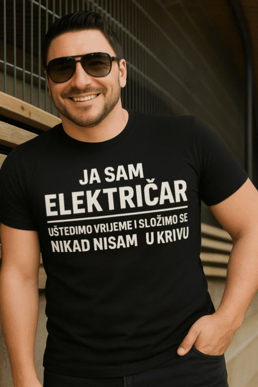 šešir s natpisom ja sam električar, majica za električare, radna odjeća električara.
