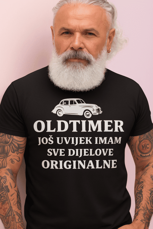 Oldtimer majica s vedrim vintage stilom za ljubitelje klasičnih automobila i originalnih motiva.