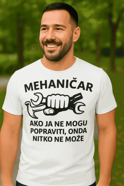 Majica za mehaničare s natpisom ‘popravljam sve’ (mehaničar, zanimanje po želji)