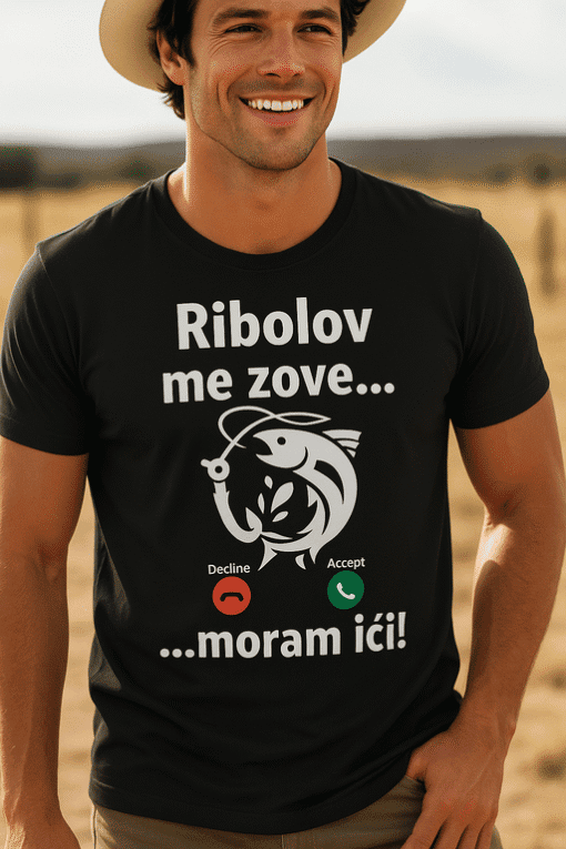 Ribolovački majica s natpisom, idealna za lov na ribe, trendy odjevni predmet za ribolovce.