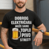 Pankica za majicu s natpisom dobrodošlica električaru s pivom, prikladno za majice za radnike.