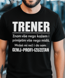Vješt trener sa šarmantnim osmijehom, prikaz na teretani.