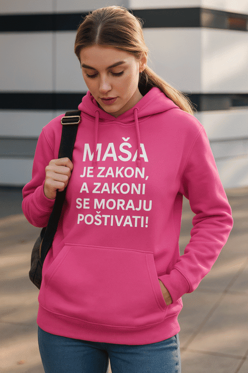 Mladenačka hoodie s porukom, moderan dizajn za svakodnevnu upotrebu.