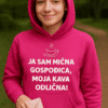 Udobna ženska hoodie s natpisom kava, savršena za ljubitelje kave i udobne odjeće.