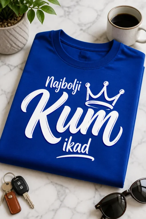 Majica za kuma s natpisom Najbolji Kum ikad i krunom