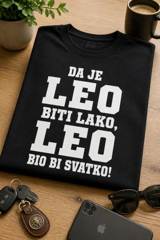 Majica za Lea s natpisom DA JE LEO BITI LAKO, LEO BIO BI SVATKO!