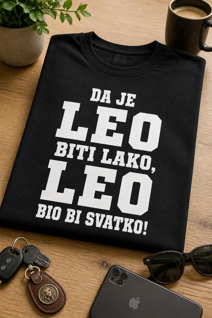 Majica za Lea s natpisom DA JE LEO BITI LAKO, LEO BIO BI SVATKO!