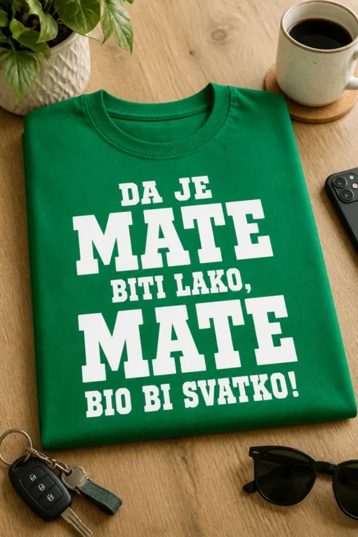 Majica s natpisom DA JE MATE BITI LAKO, MATE BIO BI SVATKO!