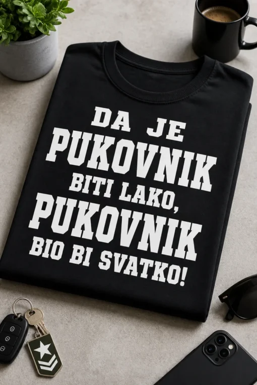 Majica s natpisom DA JE PUKOVNIK BITI LAKO, PUKOVNIK BIO BI SVATKO!