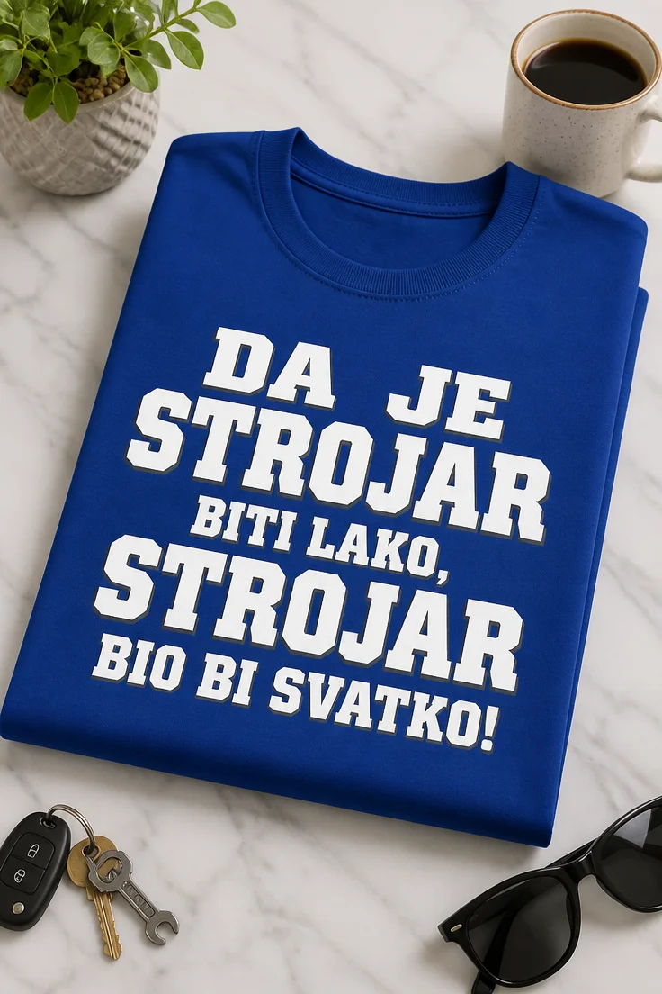 Majica s natpisom DA JE STROJAR BITI LAKO, STROJAR BIO BI SVATKO!