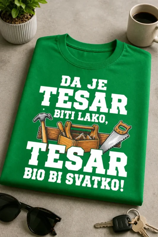 Majica za tesare s natpisom DA JE TESAR BITI LAKO, TESAR BIO BI SVATKO!