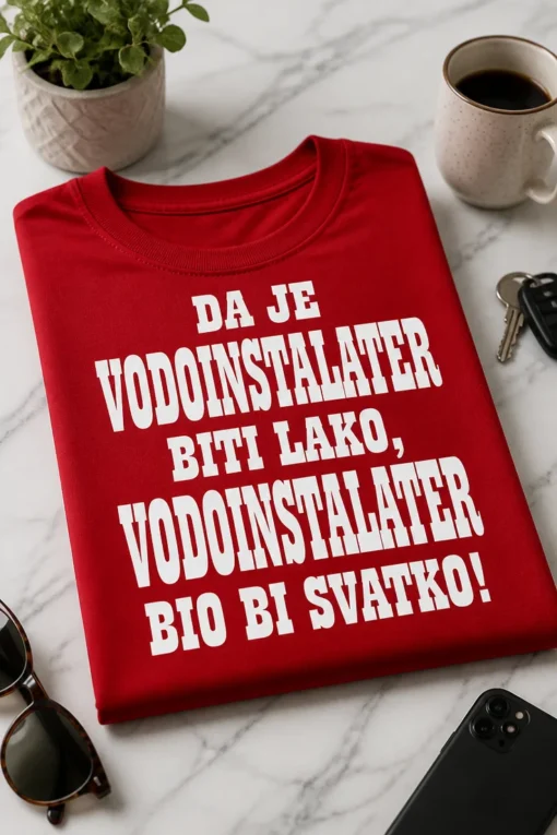 Majica s natpisom DA JE VODOINSTALATER BITI LAKO, VODOINSTALATER BIO BI SVATKO!