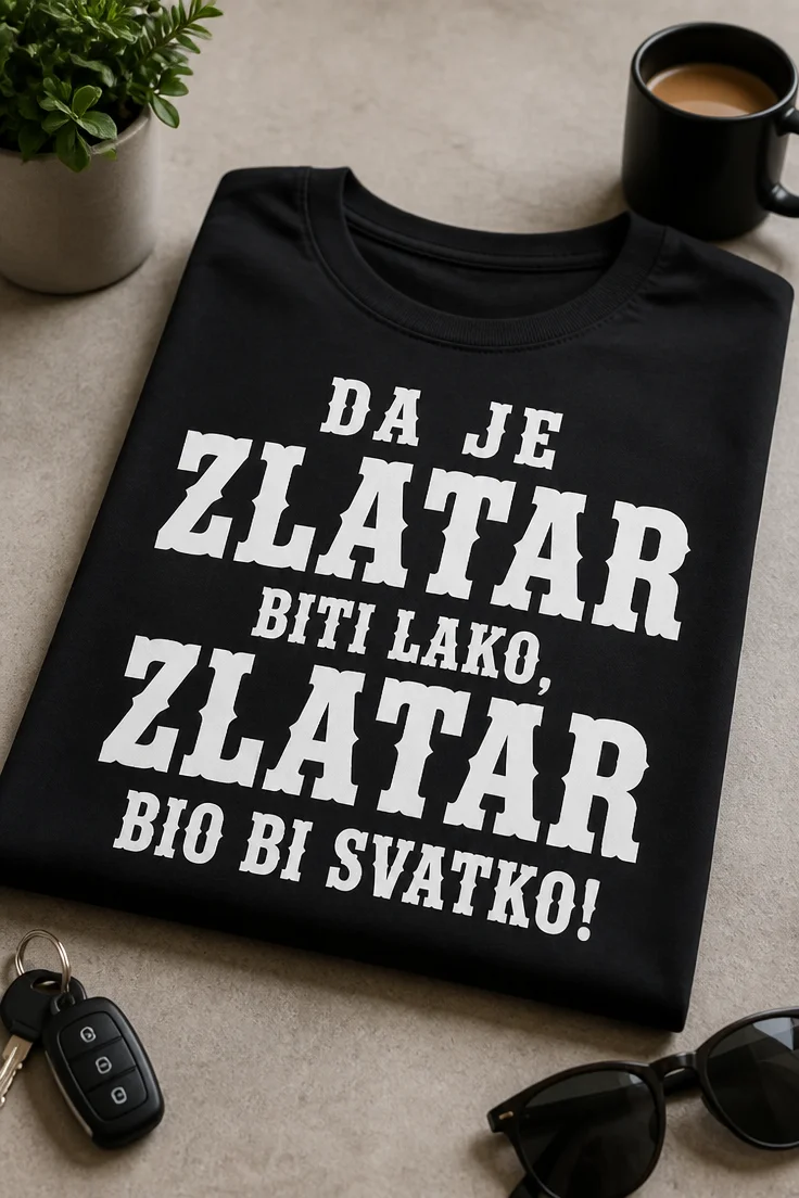 Majica za zlatare s natpisom DA JE ZLATAR BITI LAKO, ZLATAR BIO BI SVATKO!