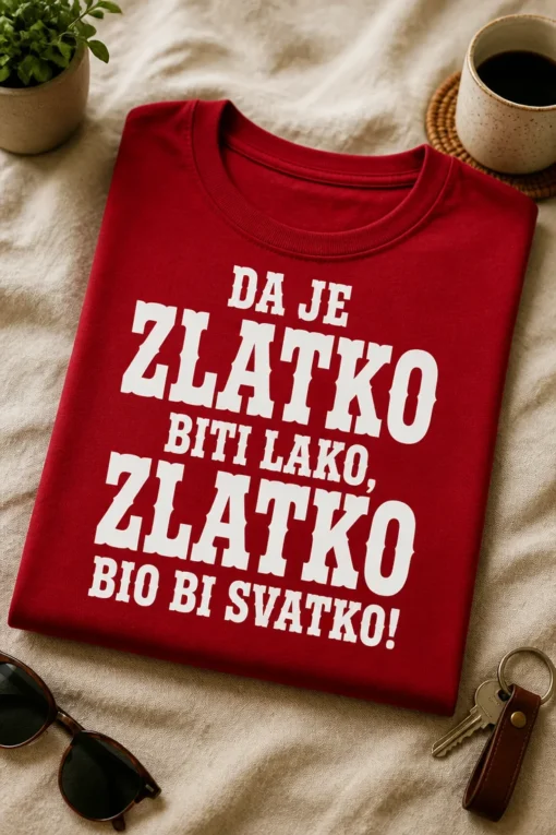 Majica za Zlatka s natpisom DA JE ZLATKO BITI LAKO, ZLATKO BIO BI SVATKO!