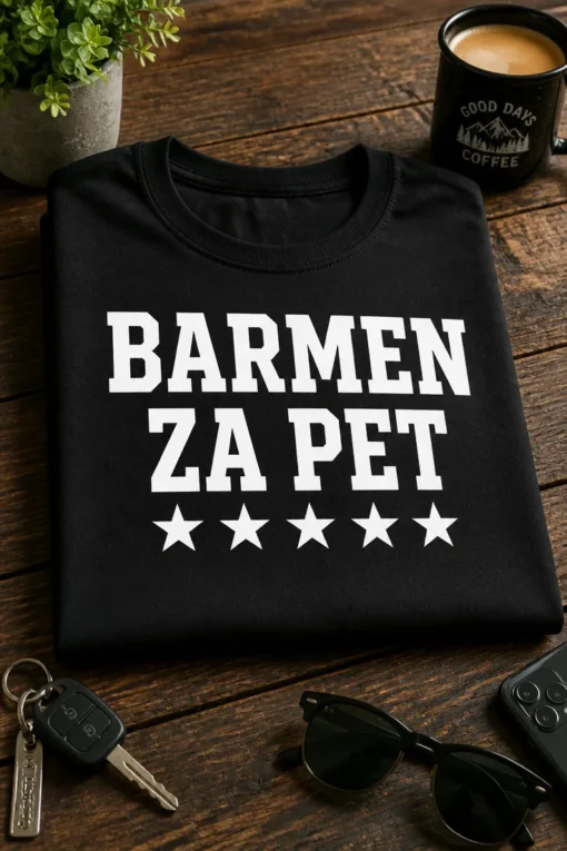 Majica s natpisom BARMEN ZA PET i pet zvjezdica