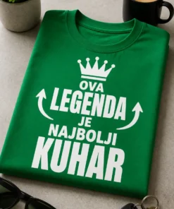 Majica s natpisom OVA LEGENDA JE NAJBOLJI KUHAR i motivom krune