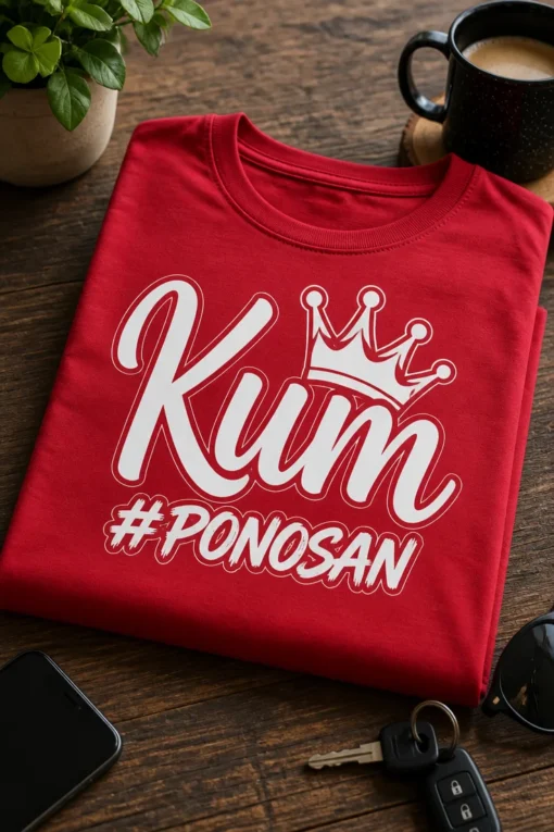 Majica za kuma s natpisom Kum #PONOSAN i crnom krunom