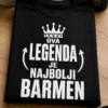 Majica za barmena s natpisom OVA LEGENDA JE NAJBOLJI BARMEN i motivom krune