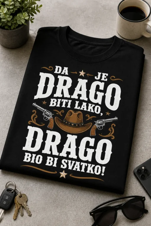 Majica s natpisom DA JE DRAGO BITI LAKO, DRAGO BIO BI SVATKO!