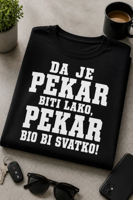 Majica za pekare s natpisom DA JE PEKAR BITI LAKO, PEKAR BIO BI SVATKO!