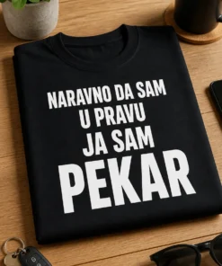Majica s natpisom NARAVNO DA SAM U PRAVU JA SAM PEKAR