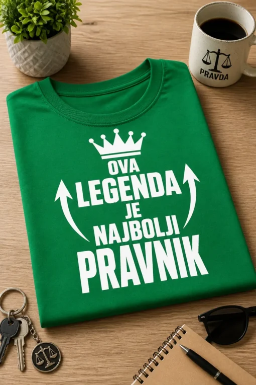 Majica za pravnika s natpisom OVA LEGENDA JE NAJBOLJI PRAVNIK i motivom krune