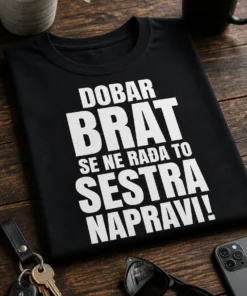 Majica za sestre s natpisom DOBAR BRAT SE NE RAĐA TO SESTRA NAPRAVI!