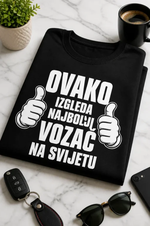 Majica s natpisom OVAKO IZGLEDA NAJBOLJI VOZAČ NA SVIJETU